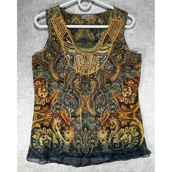 One World Tops - Womens One World Live And Let Live Size Small Tank Top Multi-Color Boho